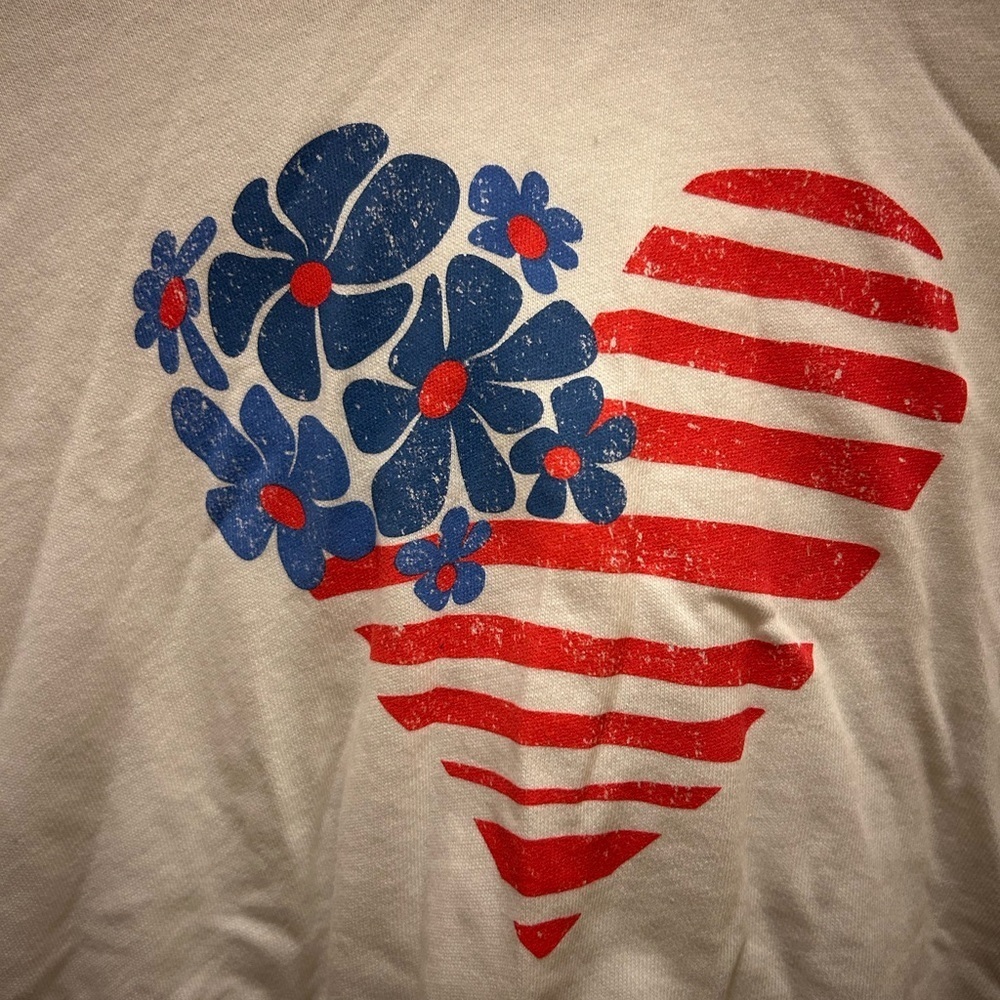 Old Navy Girls XL (14-16) Patriotic Long Sleeve Cropped Hoodie Tee NWT!! - Picture 2 of 9